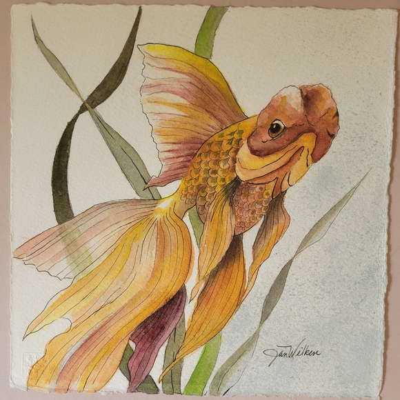 Orange and Yellow Goldfish Painting Art - Picture 1 of 6